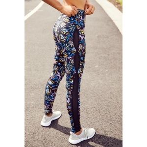 FREE PEOPLE Liza printed mesh cutout leggings XS